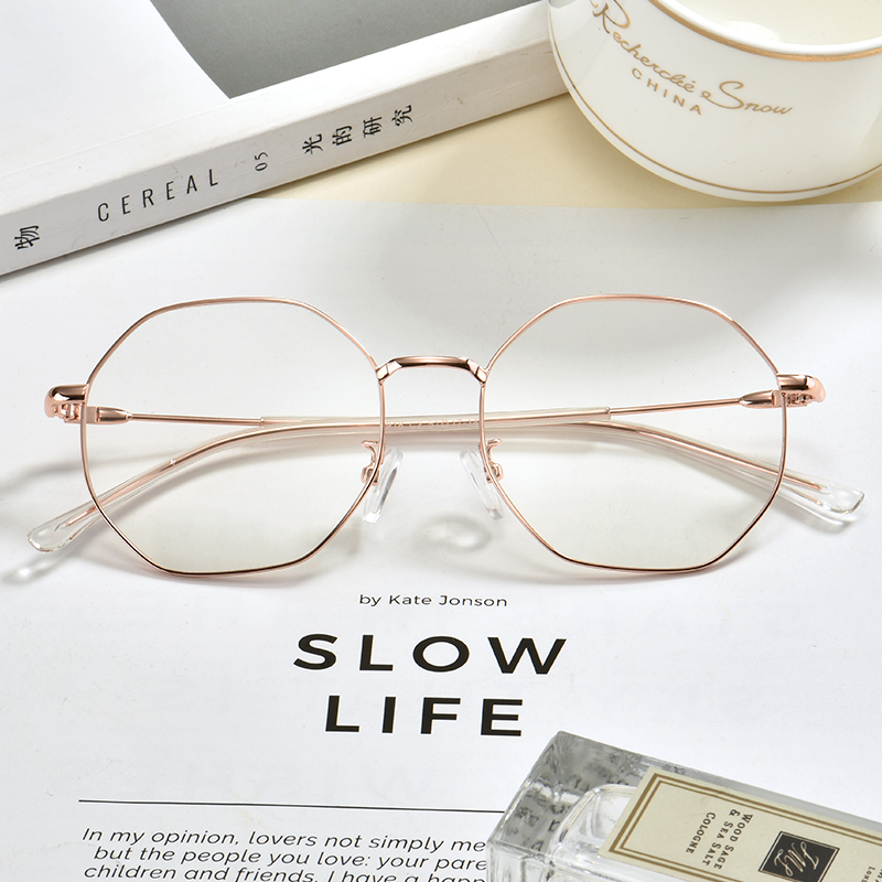 Anti-Blue Light Radiation Glasses for Women, Computer Eye Protection Frames, Polygonal Prescription Glasses, Ultra-Light Non-Prescription Glasses for Men, Trendy