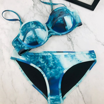 Europe and the United States new large size thin cup triangle gathered bikini sexy three-point hot spring beach vacation swimsuit women