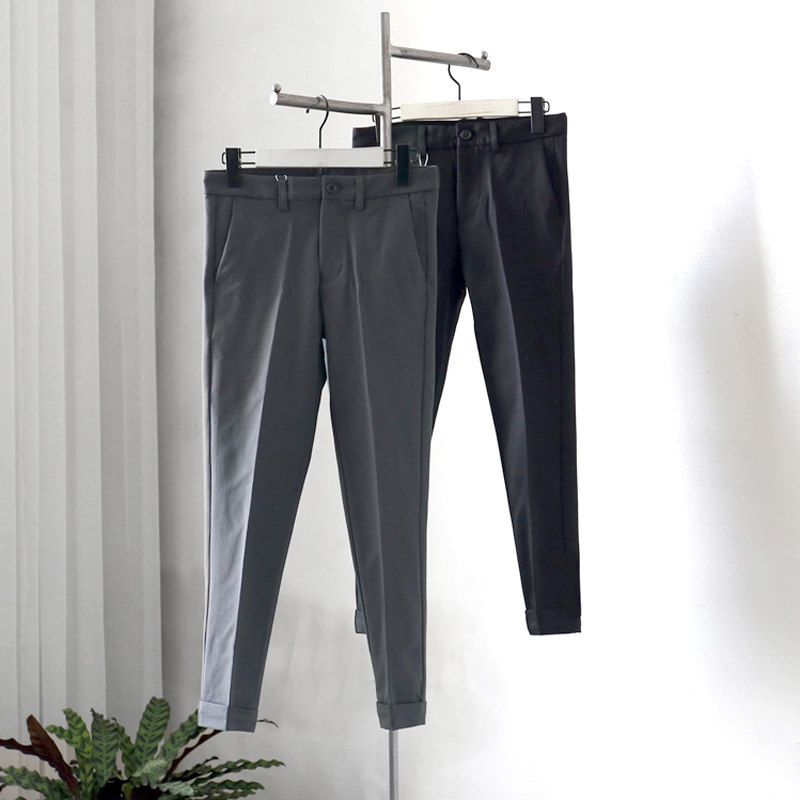 雀斑男装 高品质修身小脚版翻边西裤