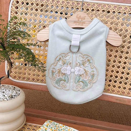 Новая весна и летняя питомец китайский стиль и кошачья одежда Тедди Бишон медведь Новая китайская вышивка в стиле