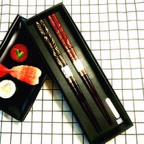 Japanese original fitted imported fields Chopsticks Shops Solid Wood Logs Chopsticks Lovers Cloud-Flow Comics Chopsticks Two Pairs of Black Red