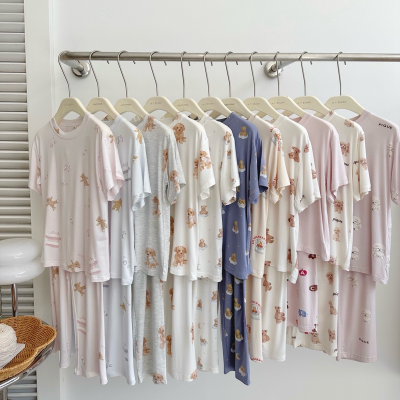 Japanese-Style Gp Children's Parent-Child Pajamas, Cute Home Wear for Mom and Daughter, Summer Short-Sleeved Long Pants, Soft Modal Set