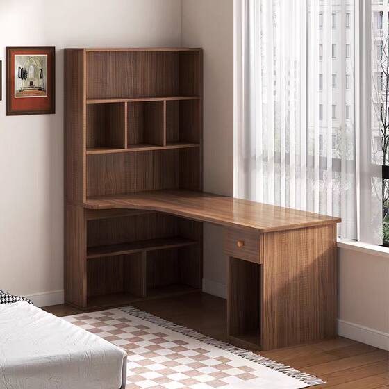Corner Desk Bookshelf Combination Home Study Desk Student Writing Desk with Drawer High School Student Computer Desk