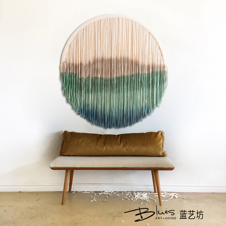 Blue Art Square Bohemian dệt thủ công tấm thảm nhuộm màu Bắc Âu B & B Hotel tranh tấm thảm treo tường