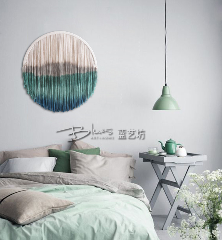 Blue Art Square Bohemian dệt thủ công tấm thảm nhuộm màu Bắc Âu B & B Hotel tranh tấm thảm treo tường