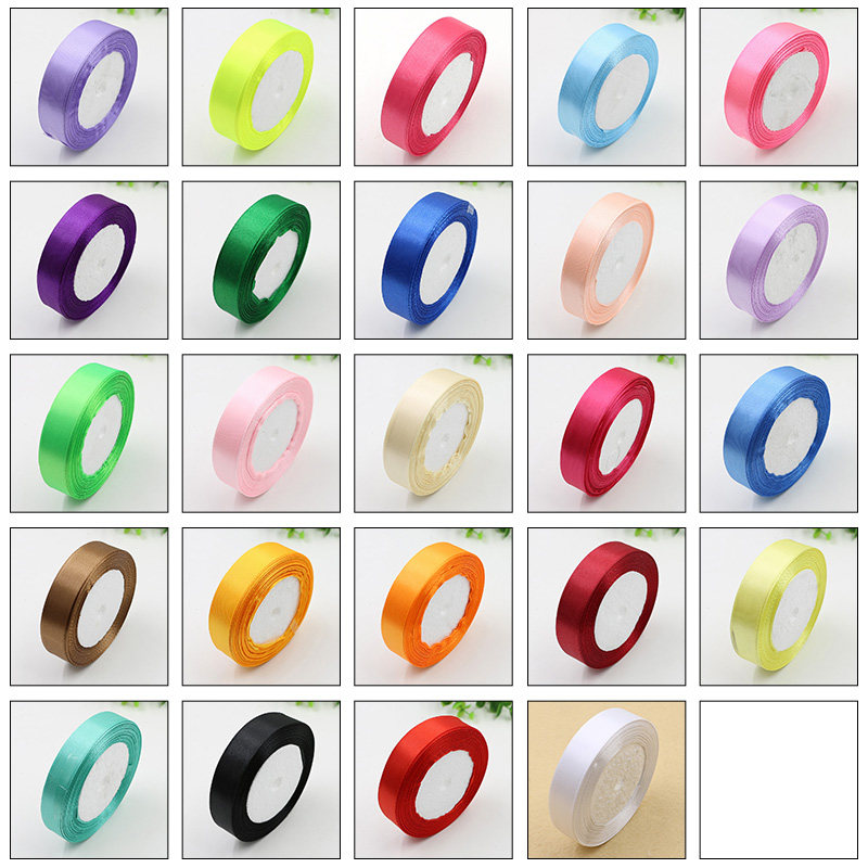 Colored silk with butterfly knot rose handmade diy made material gift box decoration with satin 1cm color with 1cm wide