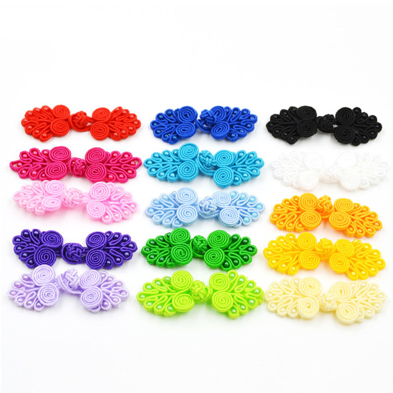 Colored disc buckle 7-Pearl disc buckle Tangclothing Ancient Clothing Qipao Button to decorate Antique Chinese Handmade Woven Cloth