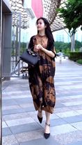 Mrs. Wide high-end fashion dress women 2021 new large size womens national style retro print loose dress