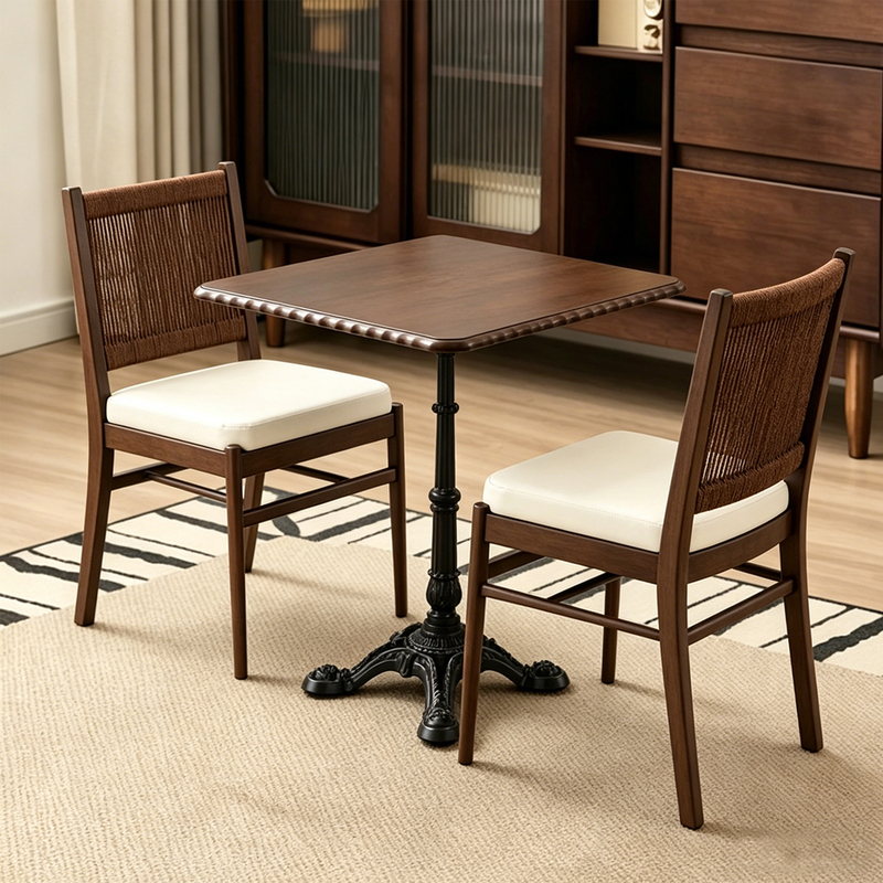 Internet-Famous Rustic Restaurant Table and Chair Set, Wooden Chairs for Cafe, Western Restaurant, Bakery, and Dessert Shop Dining Tables and Chairs