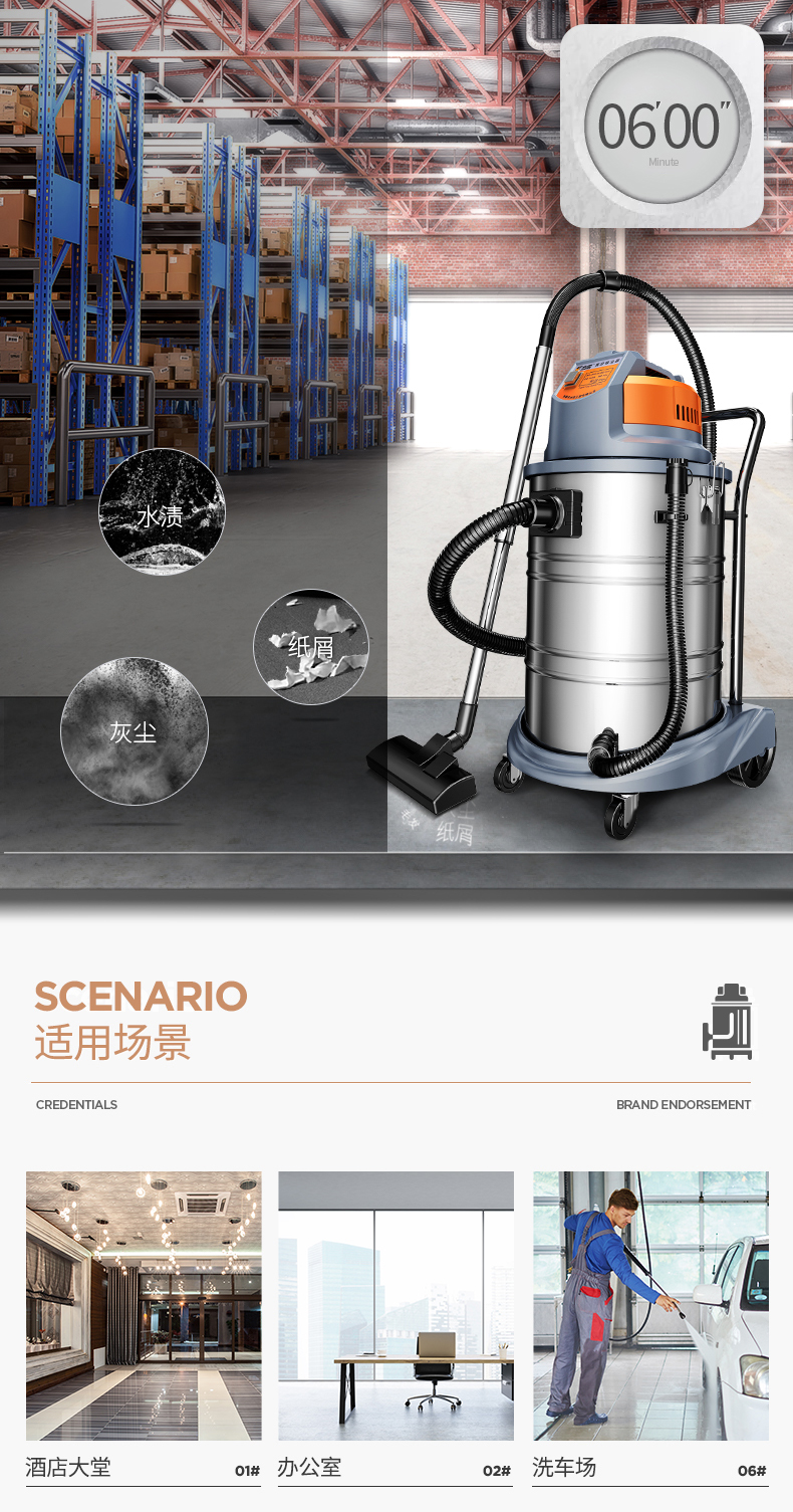 robot hút bụi deebot t5 Máy hút bụi công nghiệp thương mại Jeno JN202-50L mạnh mẽ công suất cao 1800W ướt và khô sử dụng thùng đôi - Máy hút bụi máy hút bụi công nghiệp loại nhỏ