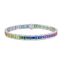 Mothers Day gift week Dafu ENZO Rainbow 18K gold colorful gem diamond bracelet women EZV1835
