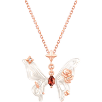 Zhou Dafu MONOLOGUE UNIQUE WHITE CUBA BIREN BUTTERFLY 18K GOLD WHITE BAY PENDANT MATCHING SILVER CHAIN MV406