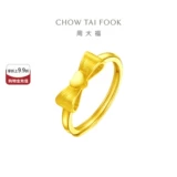 周大福 Золотое кольцо для принцессы с бантиком, подарок на день рождения