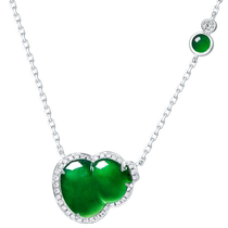 Chow Tai Fook Jade Green Series Gourd Jade 18k Gold Diamond Necklace K65467