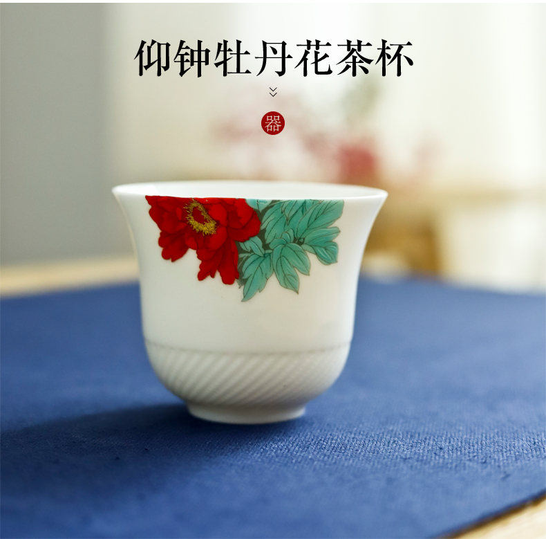 Dehua white porcelain kung fu tea cups checking sample tea cup suet jade ceramic tea cup pot of household zen master order