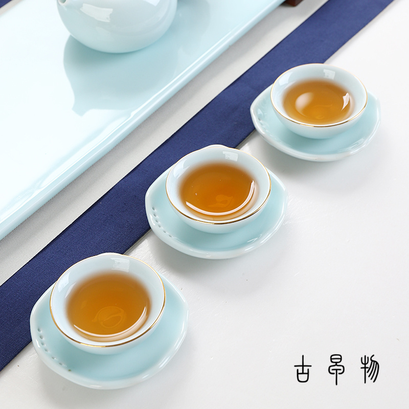 Shadow celadon bowl coasters master cup insulation pad saucer ceramic kung fu tea cup tea accessories