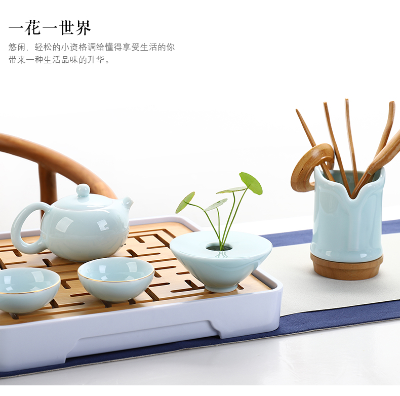 Contracted and I shadow green ceramic floret bottle manually floral outraged dry flower receptacle furnishing articles and fresh living room table decorations