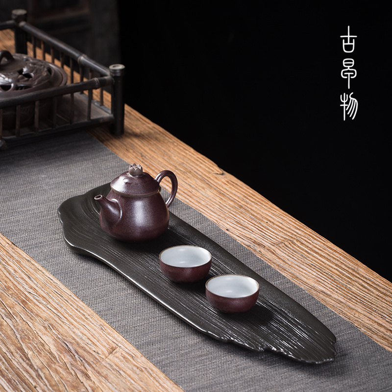 Dry tea of black plate of kung fu tea set household pot bearing contracted ceramic tray was single pot of rectangle tea table