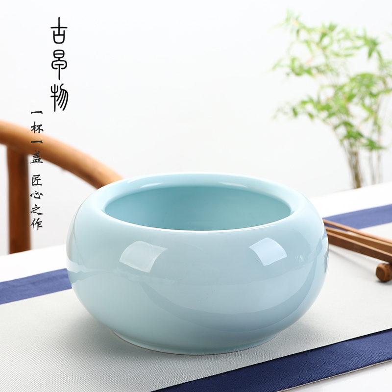 Shadow celadon tea wash water jar to build water bowl size of jingdezhen ceramic cup for wash basin tea accessories kung fu tea set