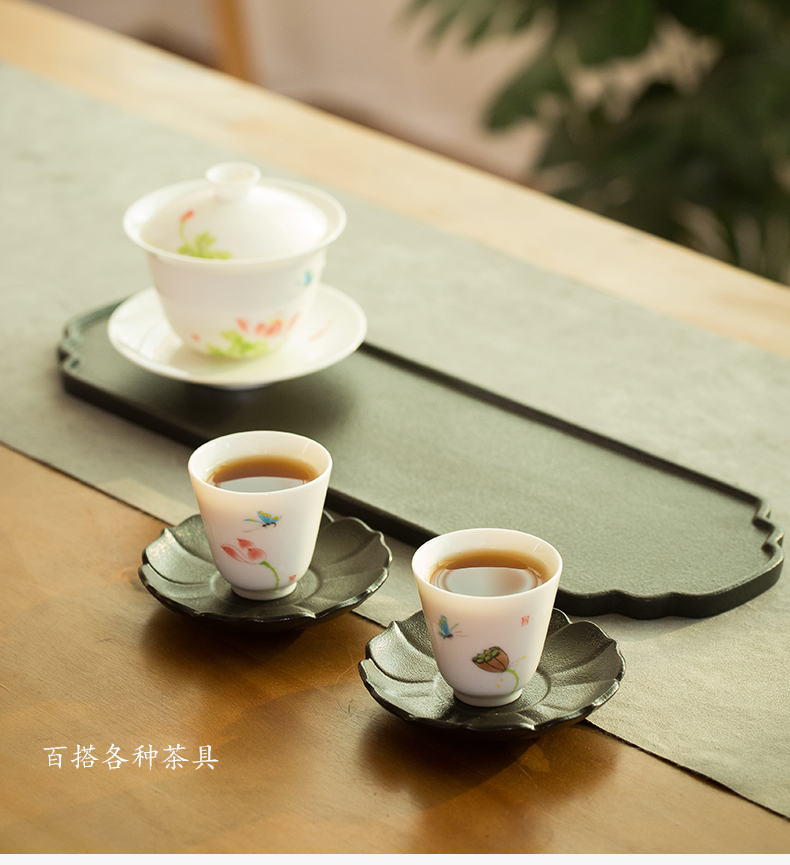 Black pottery cup mat coarse pottery kung fu tea set household heat insulation cup mat household creative teacups ceramic tea accessories