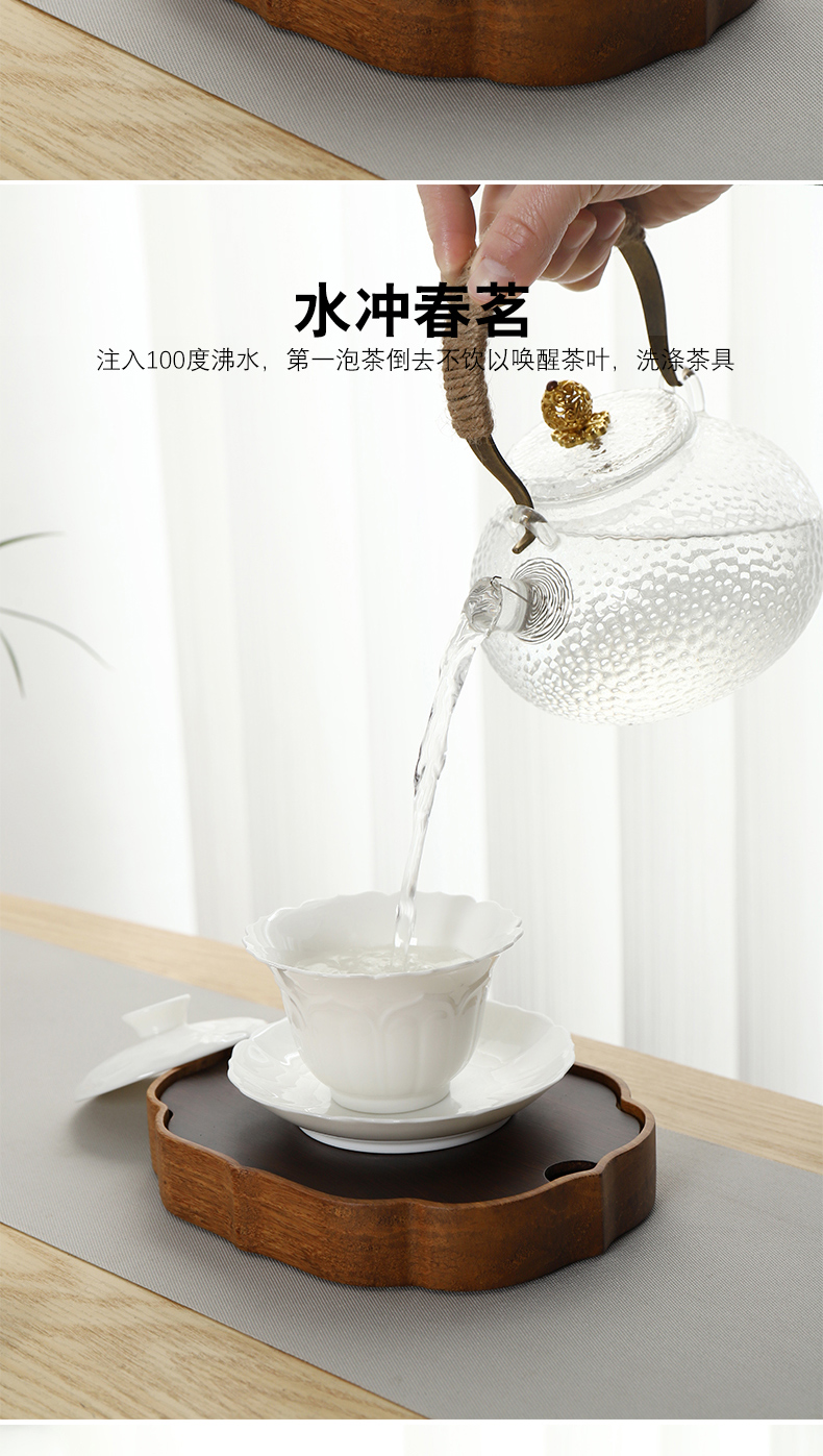 Only three tureen pure manual dehua suet jade white porcelain ceramic tea tureen European - style kung fu tea tea cup