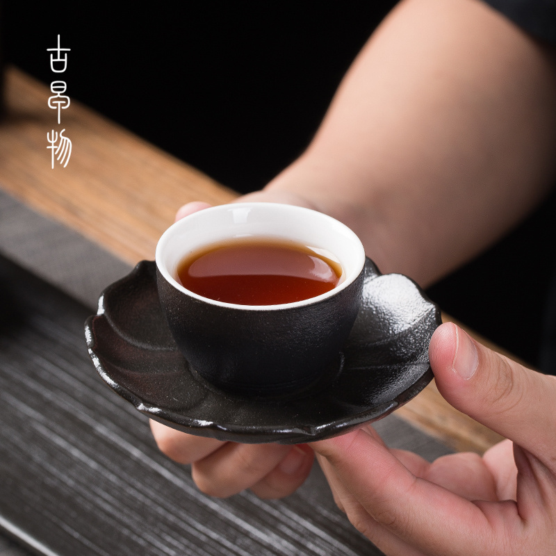 Black pottery cup mat coarse pottery kung fu tea set household heat insulation cup mat household creative teacups ceramic tea accessories