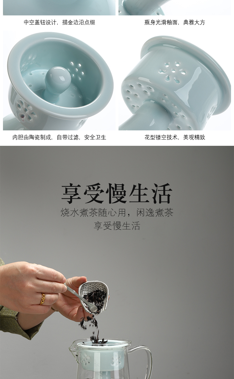 To hold to high temperature steam boiling tea ware suit glass teapot flower tea stove kettle black small electric TaoLu household the teapot