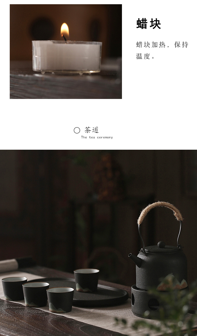 Contracted kung fu tea set home warm tea ware based stage heating Japanese coarse pottery of a complete set of ceramic tea tray