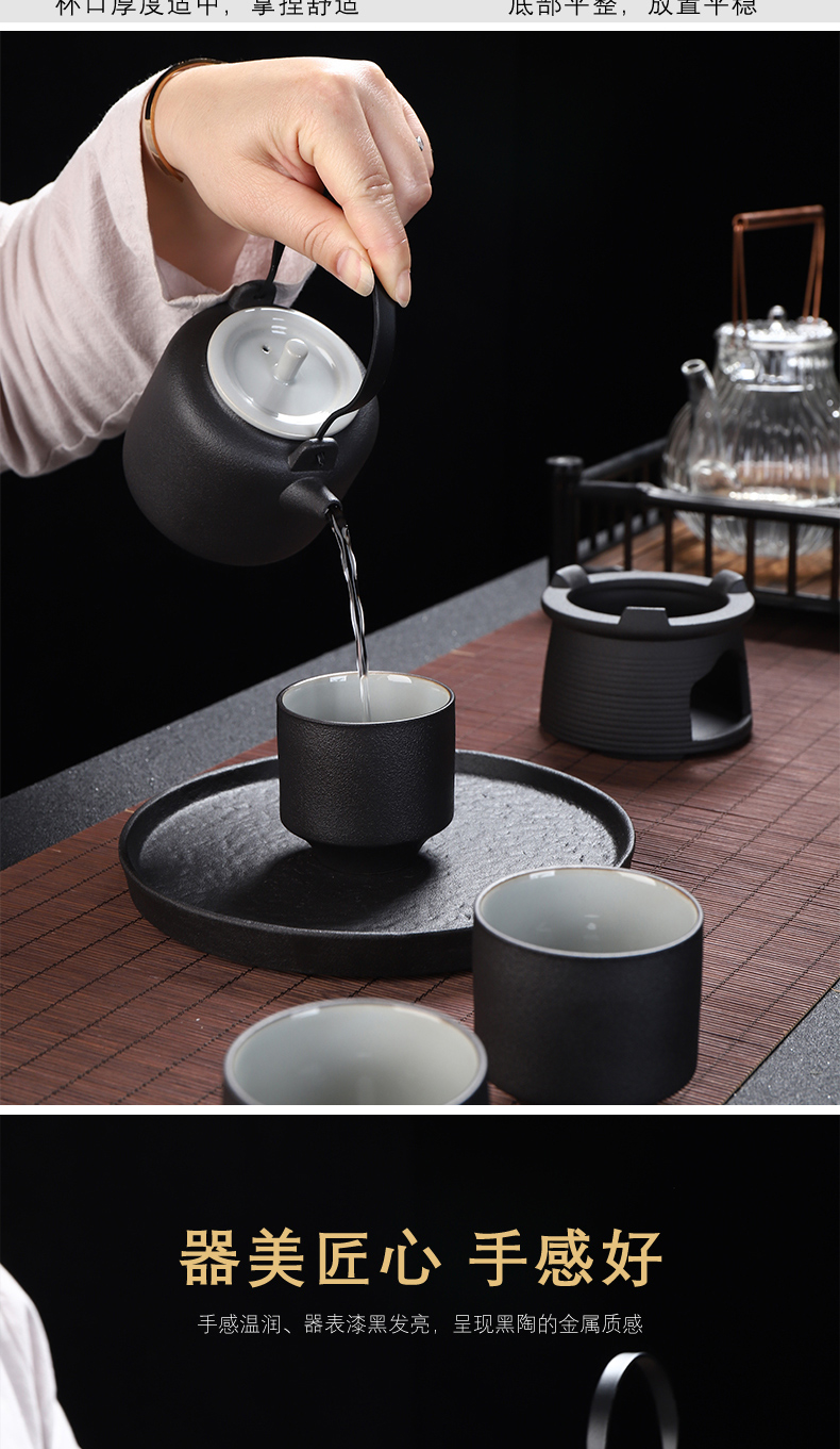 Ji blue glaze ceramic cups kung fu tea set a single tea suit household handwork large master cup of black pottery