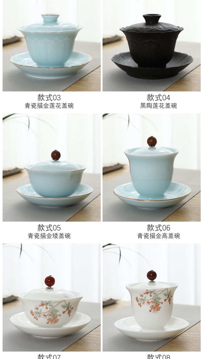 Only three tureen pure manual dehua suet jade white porcelain ceramic tea tureen European - style kung fu tea tea cup