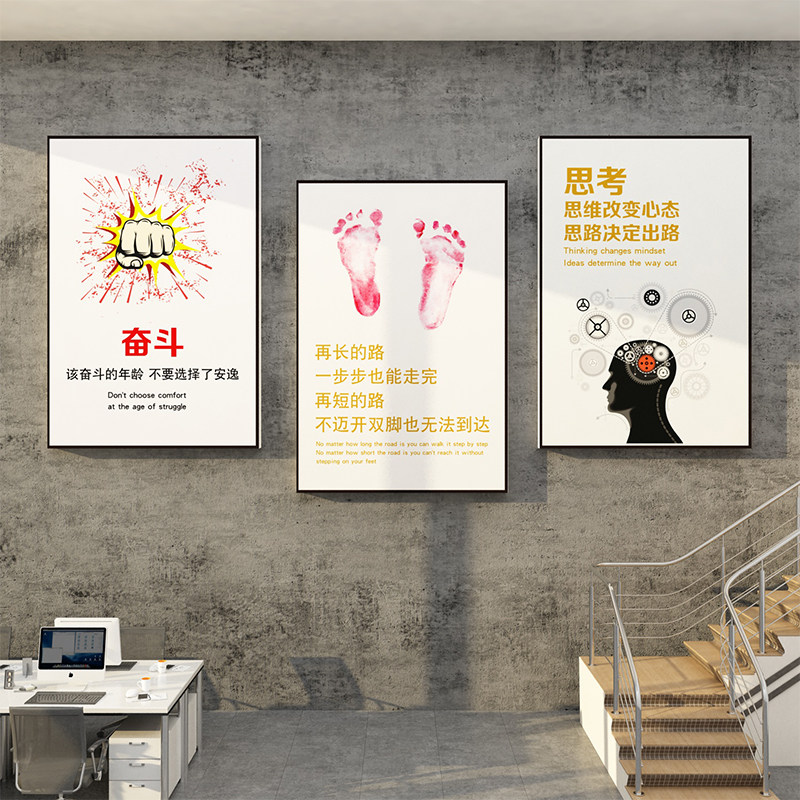 Corporate Culture Office Wall Decoration Team Sales Incentive Sign Slogan Sticker Layout Company Meeting Background