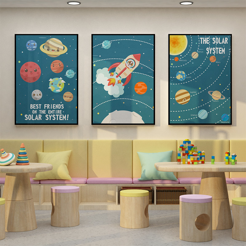 Kindergarten wall decoration to run the garden concept environment to create theme materials paste Lego programming classroom cultural layout