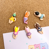 6 cartoon cute swimming small man figure nail soft wood wool wood felt creativity to decorate small nails by nail wall
