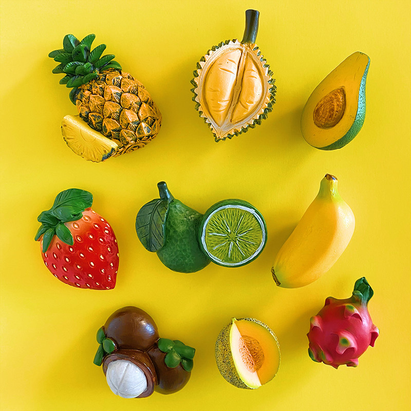Fruit refrigerator stickers three-dimensional resin creative magnet mango simulation food magnet stickers message board refrigerator decorative stickers