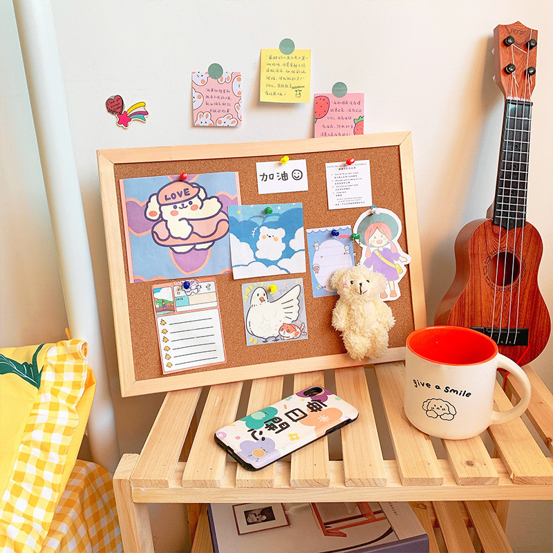 ins style simple cork board message board hanging wooden frame creative photo wall desktop decoration background wall pushpin board