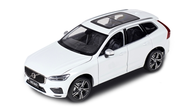 Volvo new XC60 1:18 original car model crystal white flame shadow blue door trunk cover can be opened
