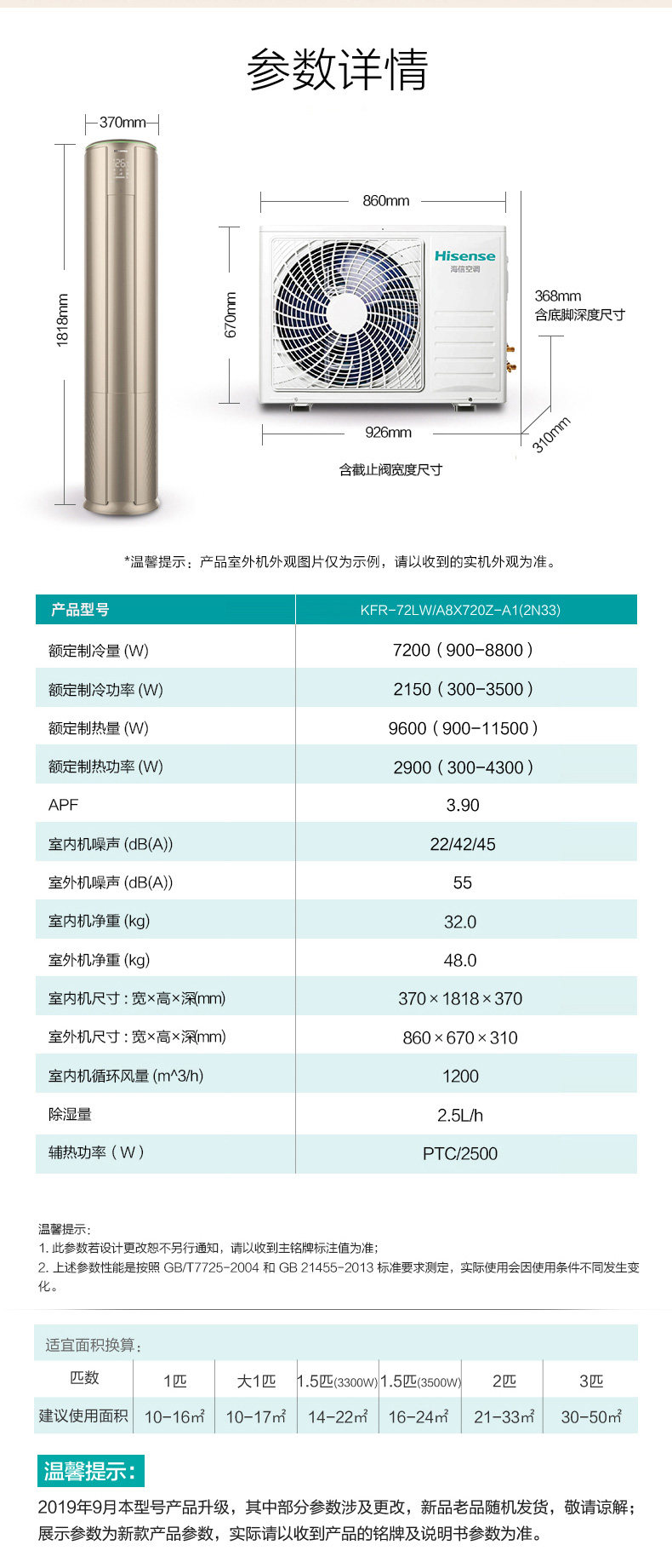 海信 3匹 变频 一级能效 立柜式空调 图8