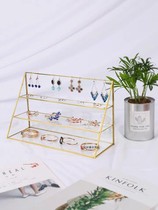 Three-layer jewelry rack glass copper edge jewelry rack high-end jewelry storage rack display rack window jewelry display rack