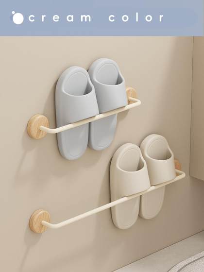 奶油风浴室拖鞋架免打孔卫生间鞋子收纳架壁挂门后沥水拖鞋置物架