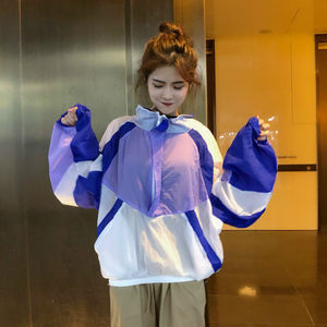 棒球服防晒衣女学生夏季新款韩版原宿风拼色b