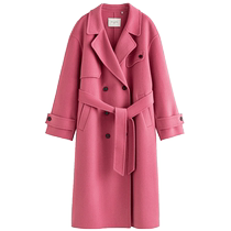 Single-bunch plus size womens temperament double-breasted suit collar woolen coat slightly fat MM jacket