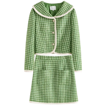 Single-bunch large size womens temperament fragrant and elegant plaid suit for women autumn and winter 2022 new slightly fat MM two-piece set