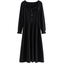 Single bundle large size womens retro Hepburn style knitted dress winter new slightly fat MM French slim little black dress