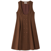 Single-bunch plus-size womens clothing (two colors optional) elegant slim vest dress winter new double-breasted high-waisted skirt
