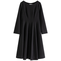 Solo bouquet womens dress (black mark series) close-up sweaty sweaty dress with dress and winter clothing slightly fat MM 100 hitch long dress