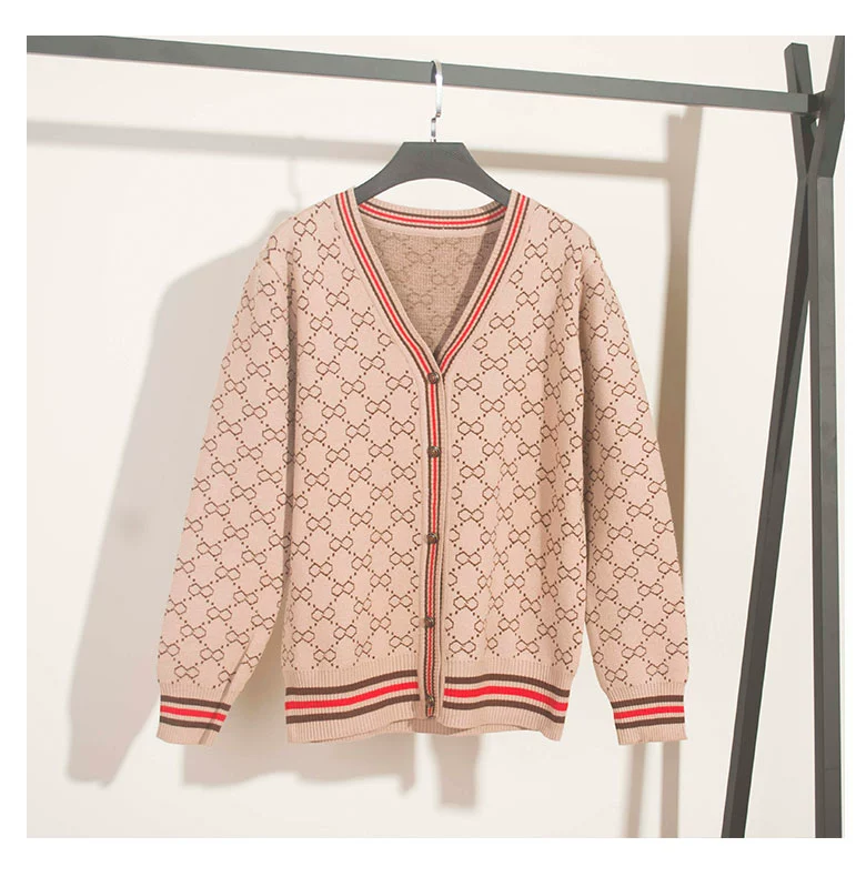 2018 mùa thu mới của Hàn Quốc jacquard lỏng đơn ngực V-Cổ đan cardigan áo khoác nữ áo len ZB1736AG áo len nữ