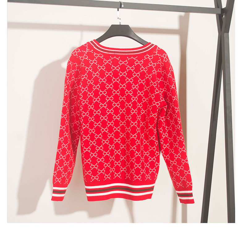 2018 mùa thu mới của Hàn Quốc jacquard lỏng đơn ngực V-Cổ đan cardigan áo khoác nữ áo len ZB1736AG áo gile hàn