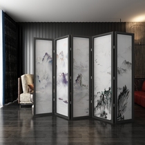 New Chinese style simple modern small apartment mobile living room office simple folding screen solid wood screen folding partition wall