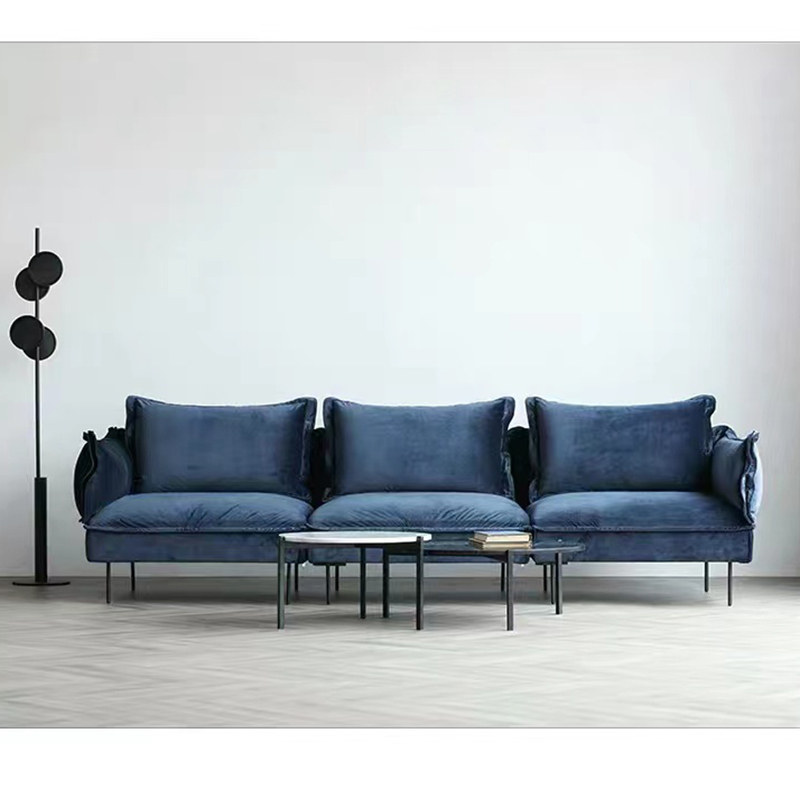 New Nordic style postmodern minimalist retro light luxury three-person velvet fabric sofa small apartment net red ins