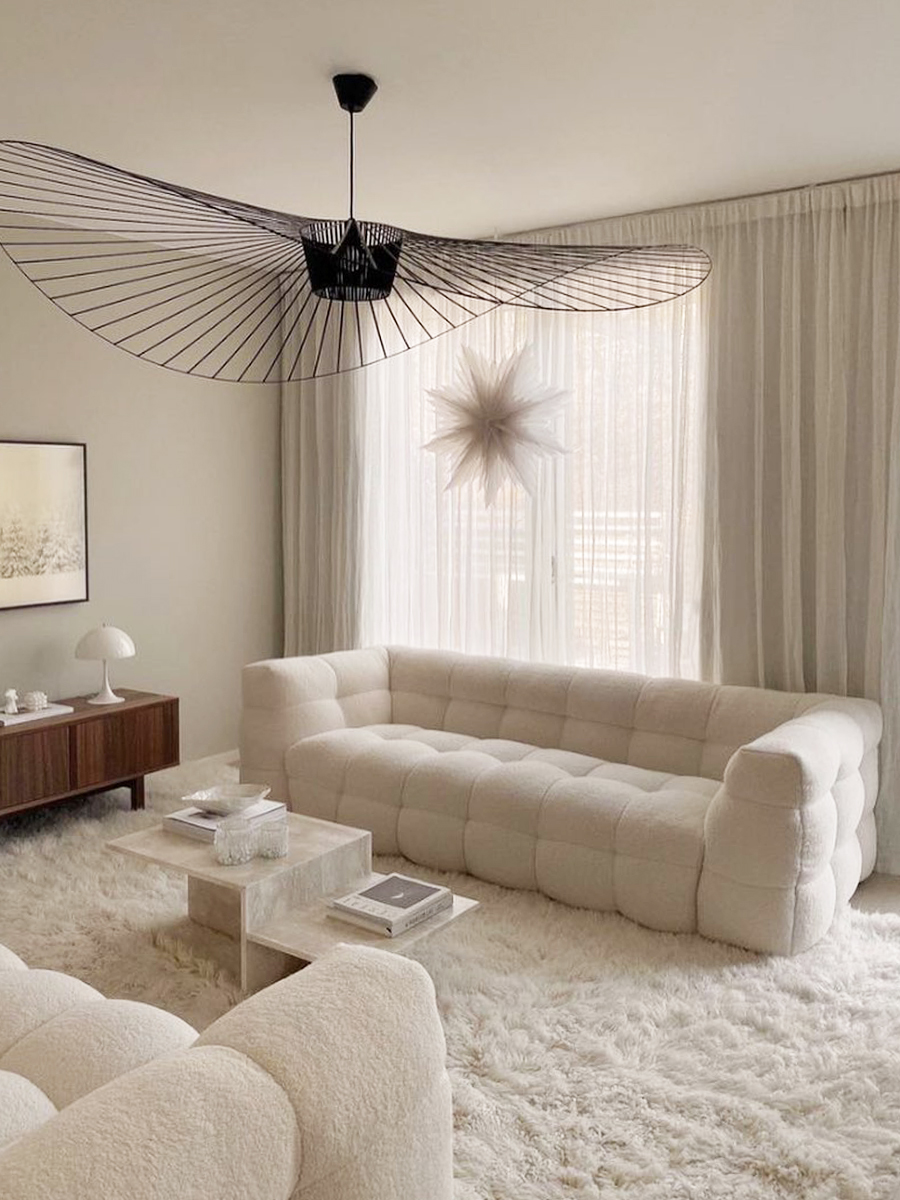 New Nordic modern minimalist cream wind net red sofa small apartment cotton candy cloud lamb velvet fabric sofa